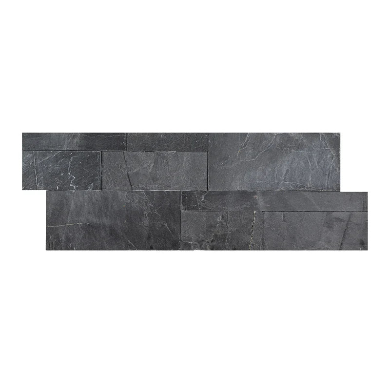 Black Premium Slate XL 9x24 Stacked Stone Ledger Panel | TILE