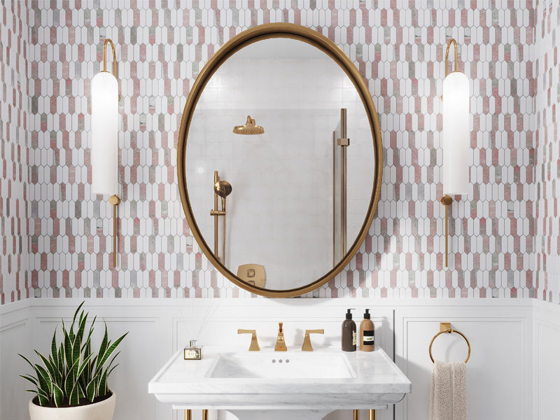 BERGEN Thassos, Norway Rose Marble Mosaic Tile | TMD