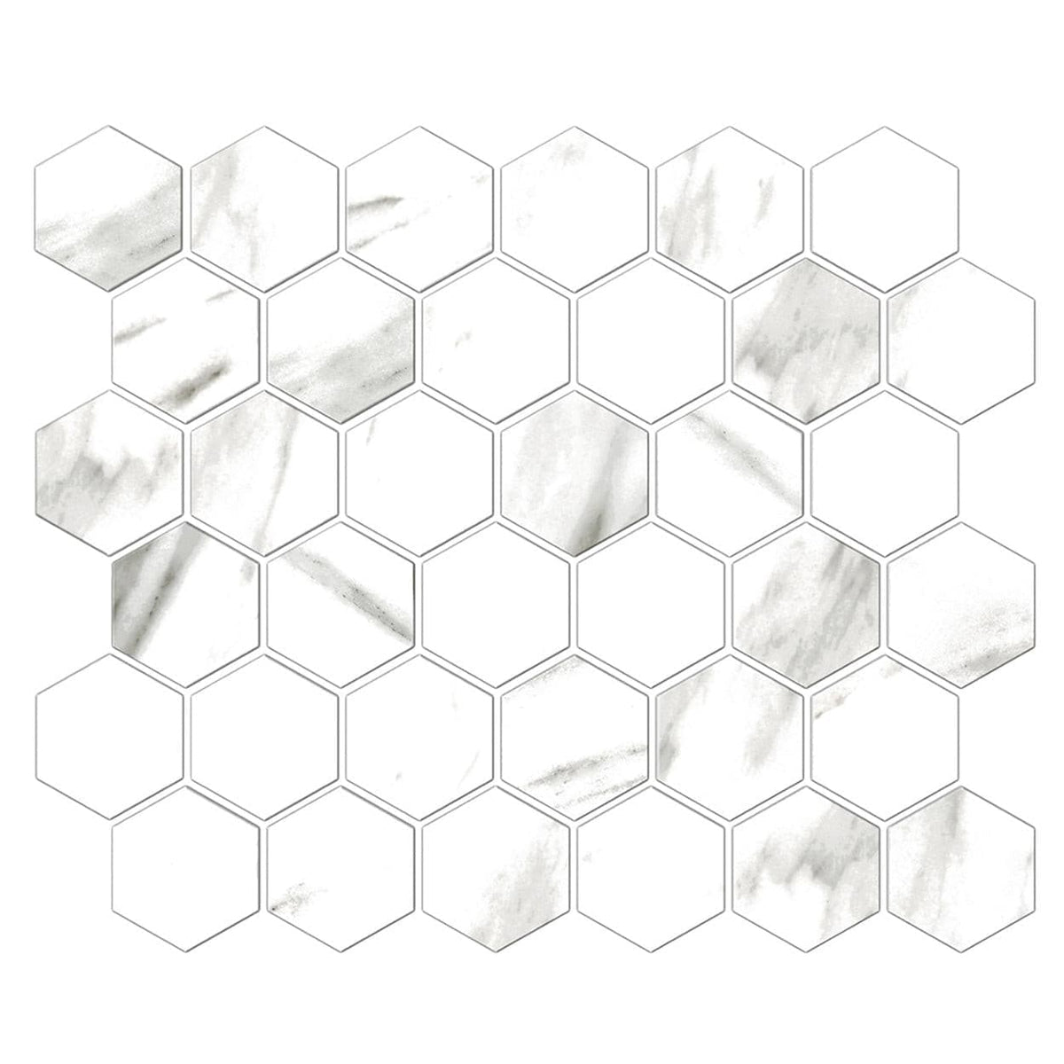 Carrara 2″ Hexagon Matte Porcelain Mosaic Tile