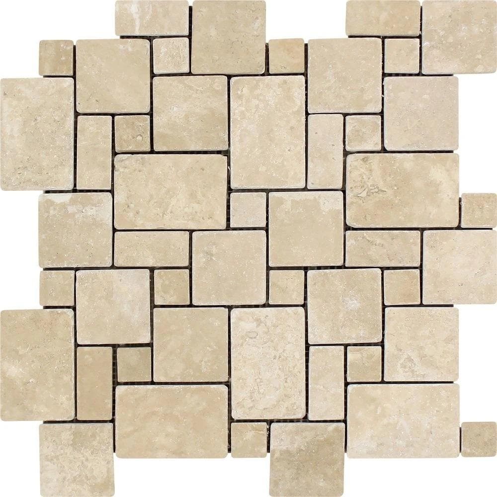 Mosaïque Décorative Travertin Rossone – MIROIR XL 61x61 Cm, Multicolore, Pour Cuisine, Salle De Bain