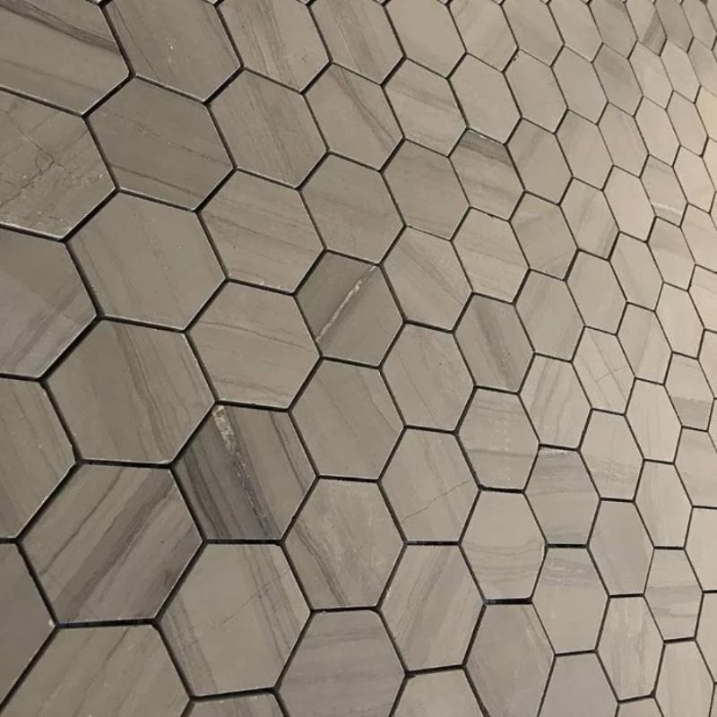 Haisa Dark (Athens Grey) Marble 2x2 Hexagon Honed Mosaic Tile