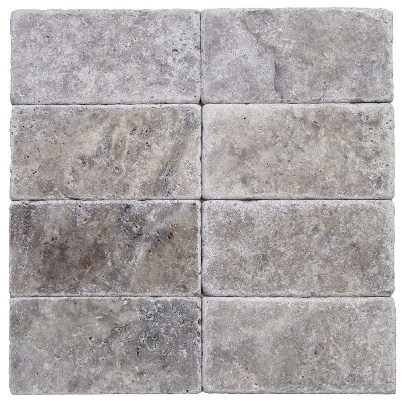 Silver Travertine 3x6 Tumbled Tile | TMD