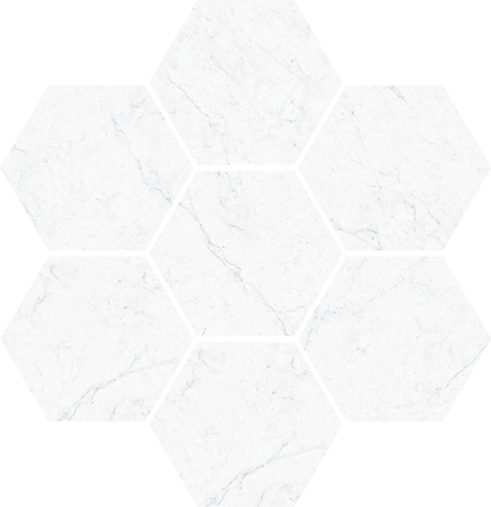 Vallelunga Carrara Hexagon Polished Porcelain Mosaic Tile - TILE & MOSAIC DEPOT