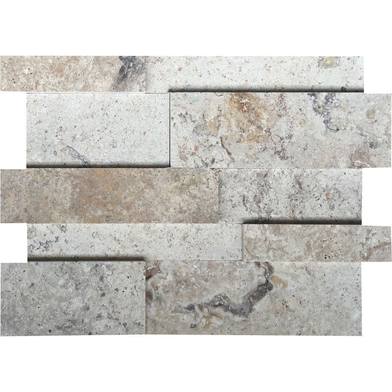 Philadelphia Travertine dimensional wall panel in warm beige-brown