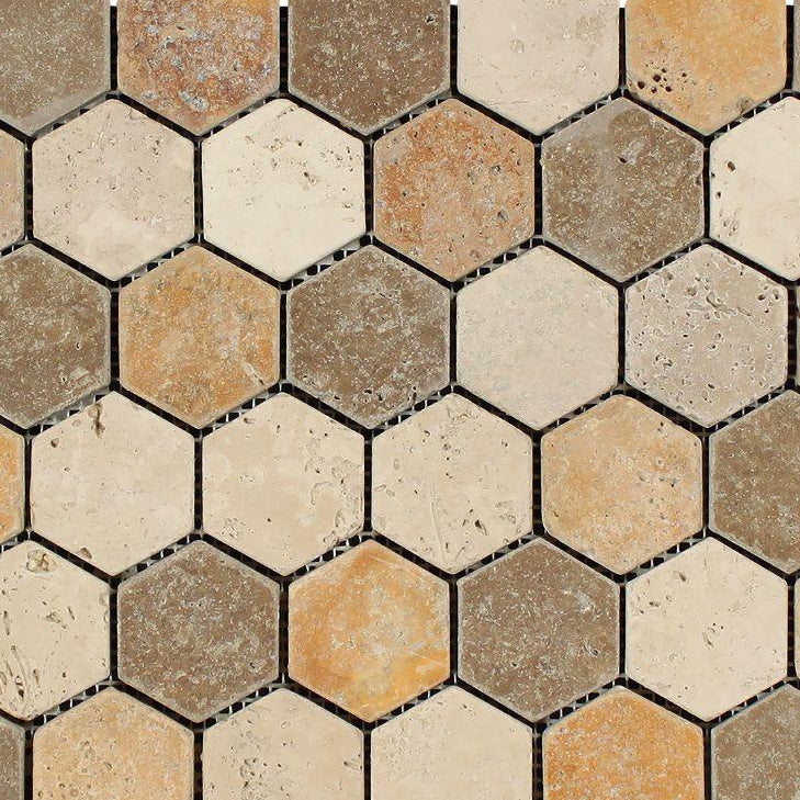 mixed travertine mosaics-TILE AND MOSAIC DEPOT