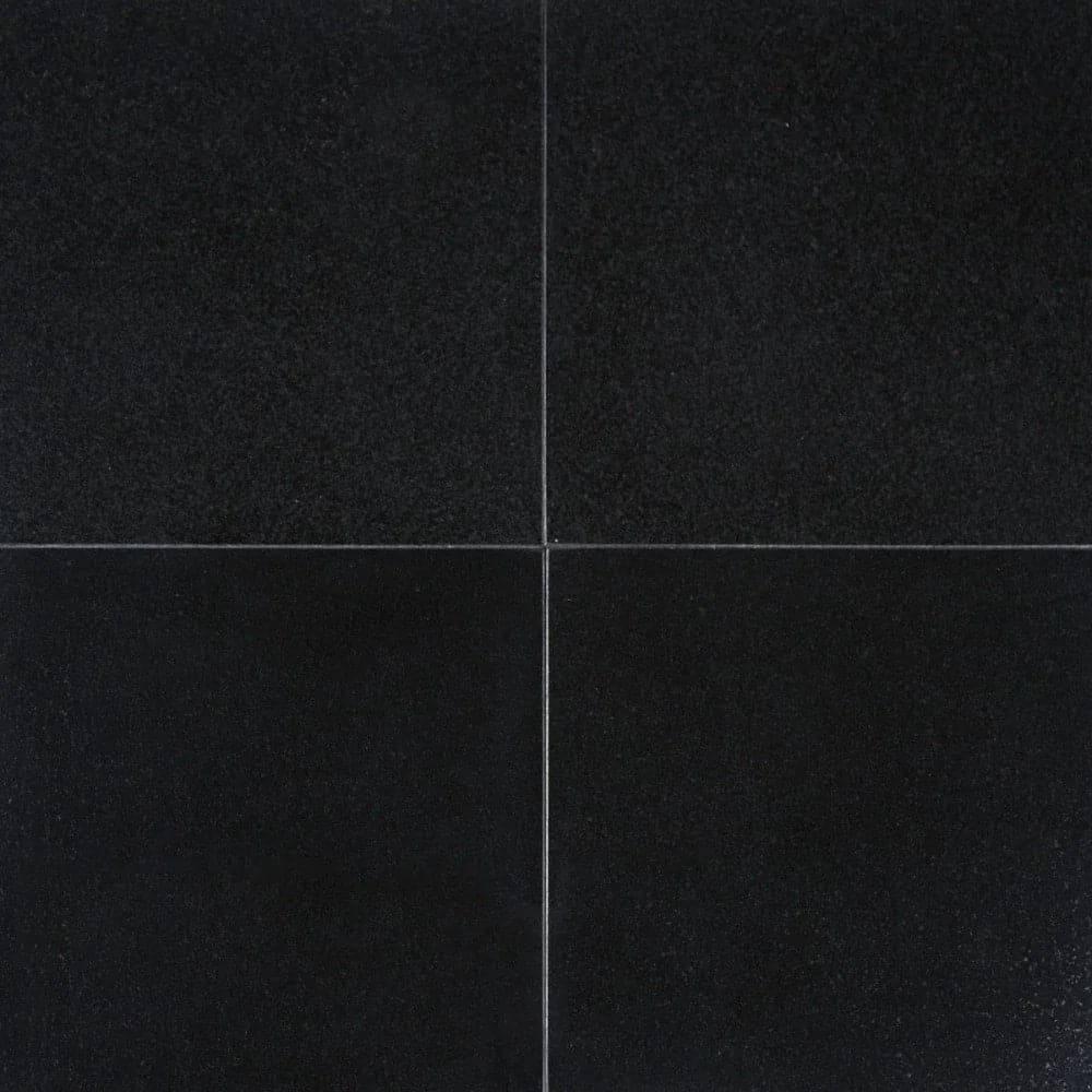 Absolute Black granite tile in deep polished black