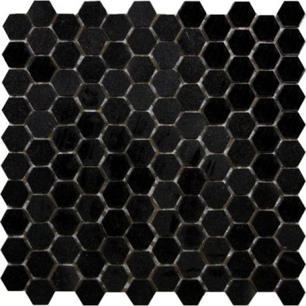 Absolute Black granite mosaic in polished pure black squares