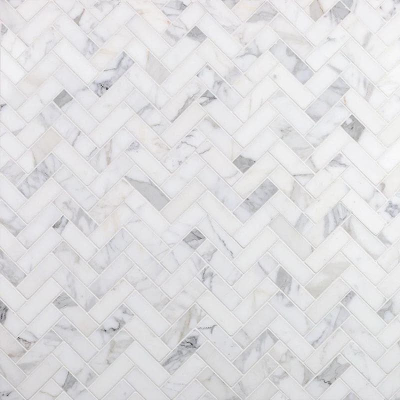 1x2 marble mosaic in herringbone pattern