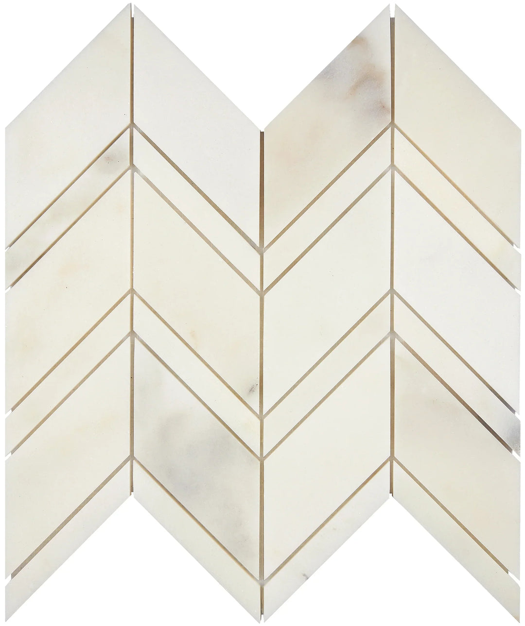 Calacatta Oliva marble mosaic in white with warm olive-gold veining