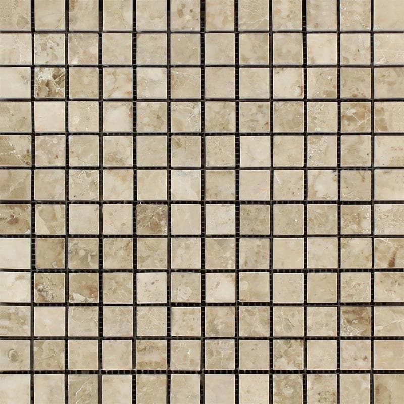 1x1 mosaic tile in natural marble and travertine squares
