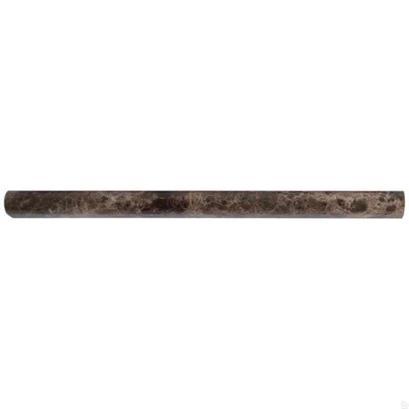 Polished Emperador Dark Spanish marble 3/4x12 pencil liner for moldings and trims, natural stone with rich dark brown veining