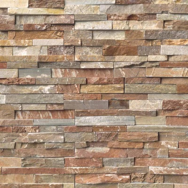 Golden White 6x24 MS stacked stone ledger panel showing textured, natural stone surface for exterior or interior design.