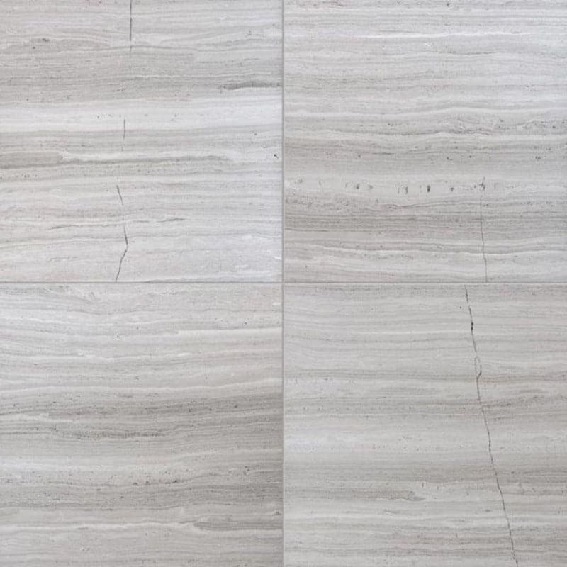 Haisa Light White Oak marble tile in soft gray-white with linear veining