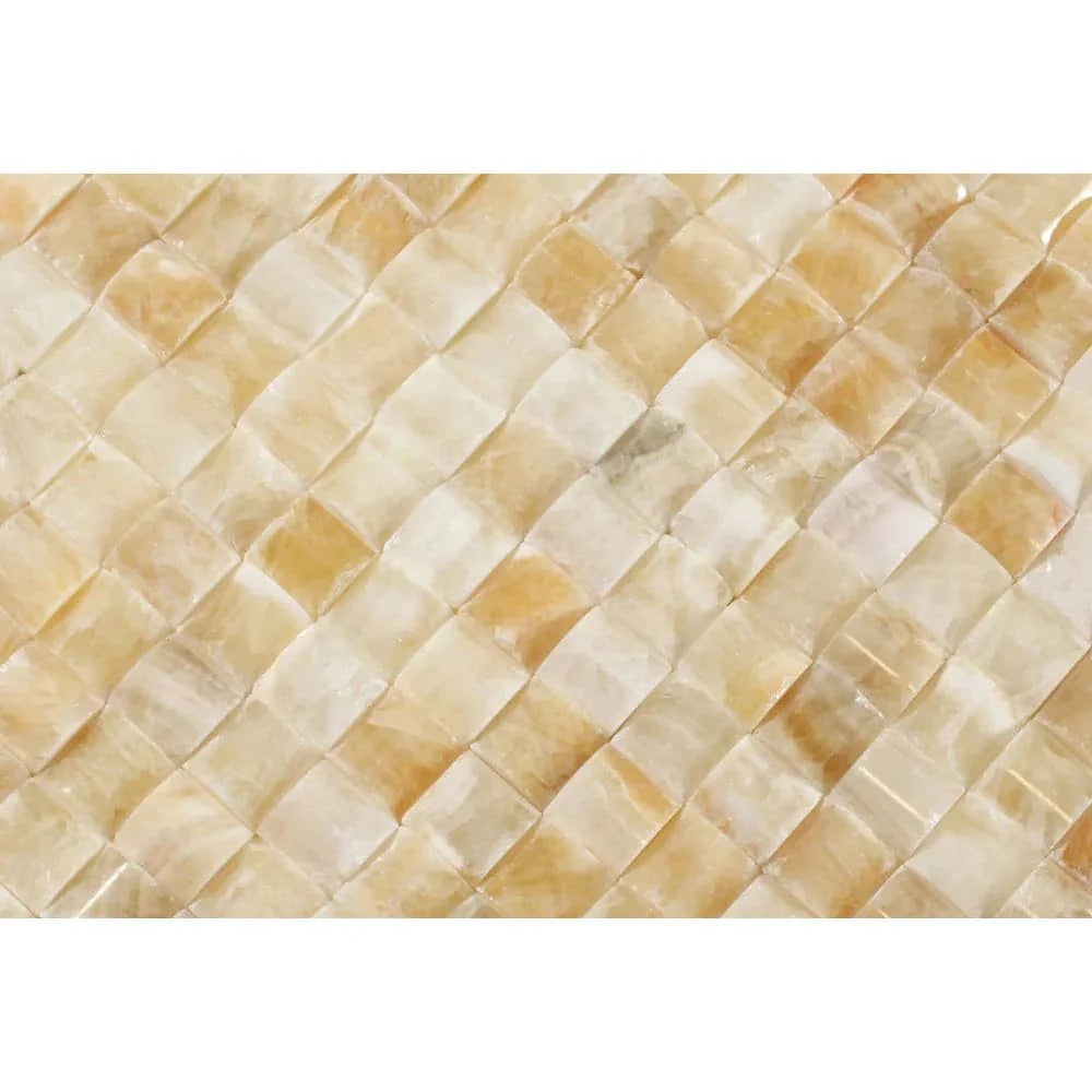 3D marble pillow mosaic with sculpted dimensional relief