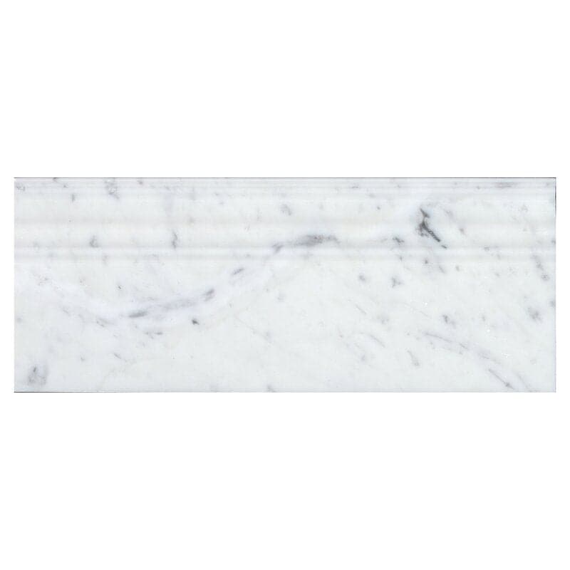 White Carrara marble pencil liner and decorative border trims