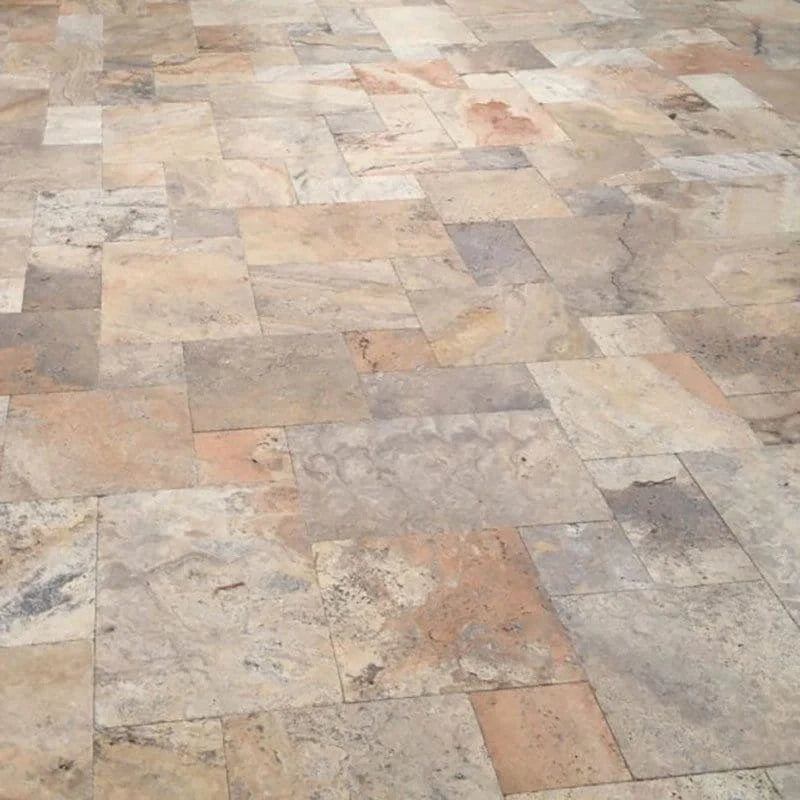 Brown tile in rich walnut travertine and noce travertine tones