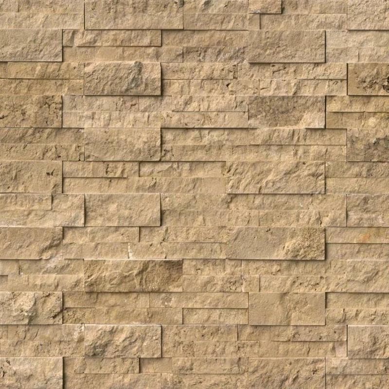 Walnut Travertine stacked stone panels