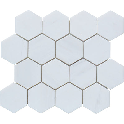 Bianco Dolomite Marble 3x3 Hexagon Honed Mosaic Tile - TILE & MOSAIC DEPOT
