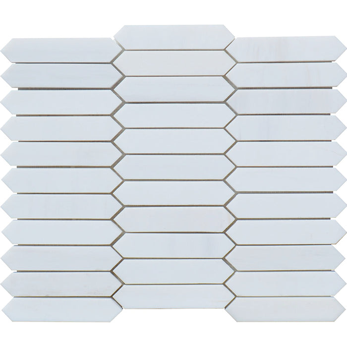 Bianco Dolomite Marble 1x5 Picket Honed Mosaic Tile - TILE & MOSAIC DEPOT