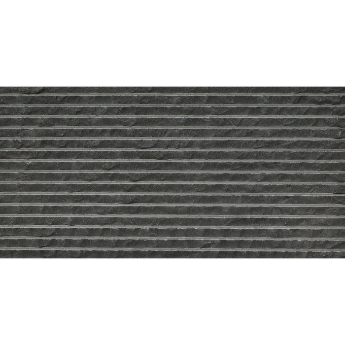 Basalt Black 12×24 Pinstripe Textured Tile - TILE & MOSAIC DEPOT