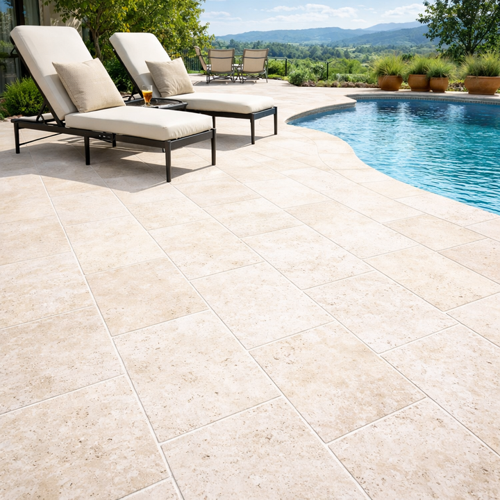 Ivory Travertine 16x24 Tumbled Tile - TILE AND MOSAIC DEPOT