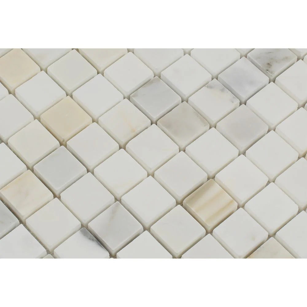 Calacatta Gold Marble 1x1 Honed Mosaic Tile