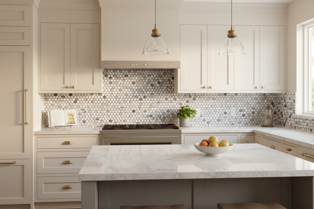 Calacatta Viola Marble Penny Round Polished Mosaic Tile