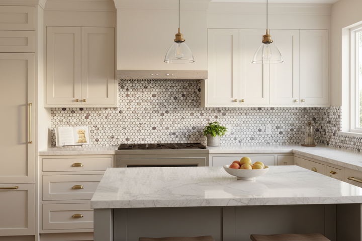 Calacatta Viola Marble Penny Round Polished Mosaic Tile