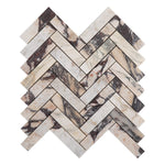 Calacatta Viola Marble 1x4 Herringbone Polished Mosaic Tile - TILE & MOSAIC DEPOT