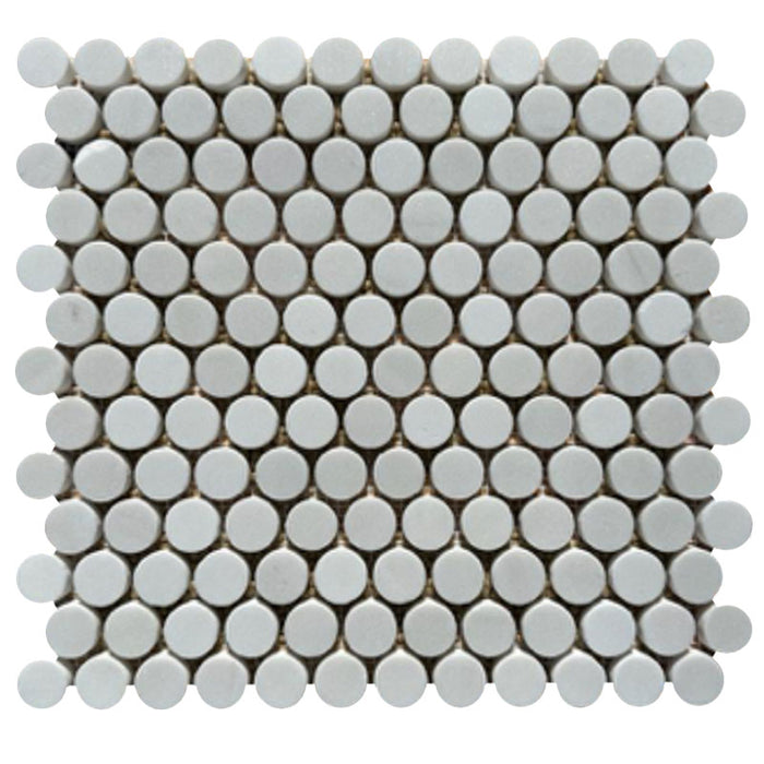 Mont Blanc Serena White Marble Penny Round Honed Mosaic Tile - TILE & MOSAIC DEPOT
