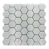 Mont Blanc Serena White Marble 2X2 Hexagon Polished Mosaic Tile - TILE & MOSAIC DEPOT
