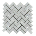 Mont Blanc Serena White Marble 1x2 Herringbone Polished Mosaic Tile - TILE & MOSAIC DEPOT