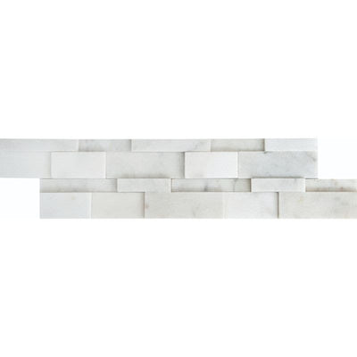 Secil White Marble 3D 6x24 Stacked Stone Ledger Panel - TILE AND MOSAIC DEPOT