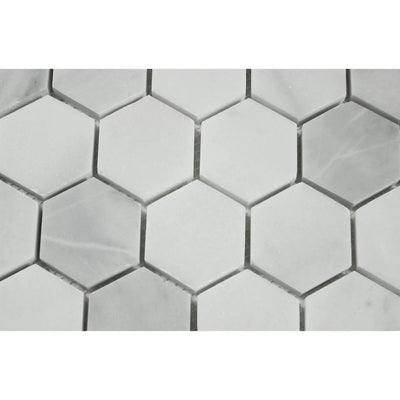 Bianco Caldo Mugla White 2x2 Hexagon Polished Mosaic Tile - TILE & MOSAIC DEPOT