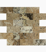 Antico Onyx Travertine 2x4 Split-Faced Brick Mosaic - TILE & MOSAIC DEPOT