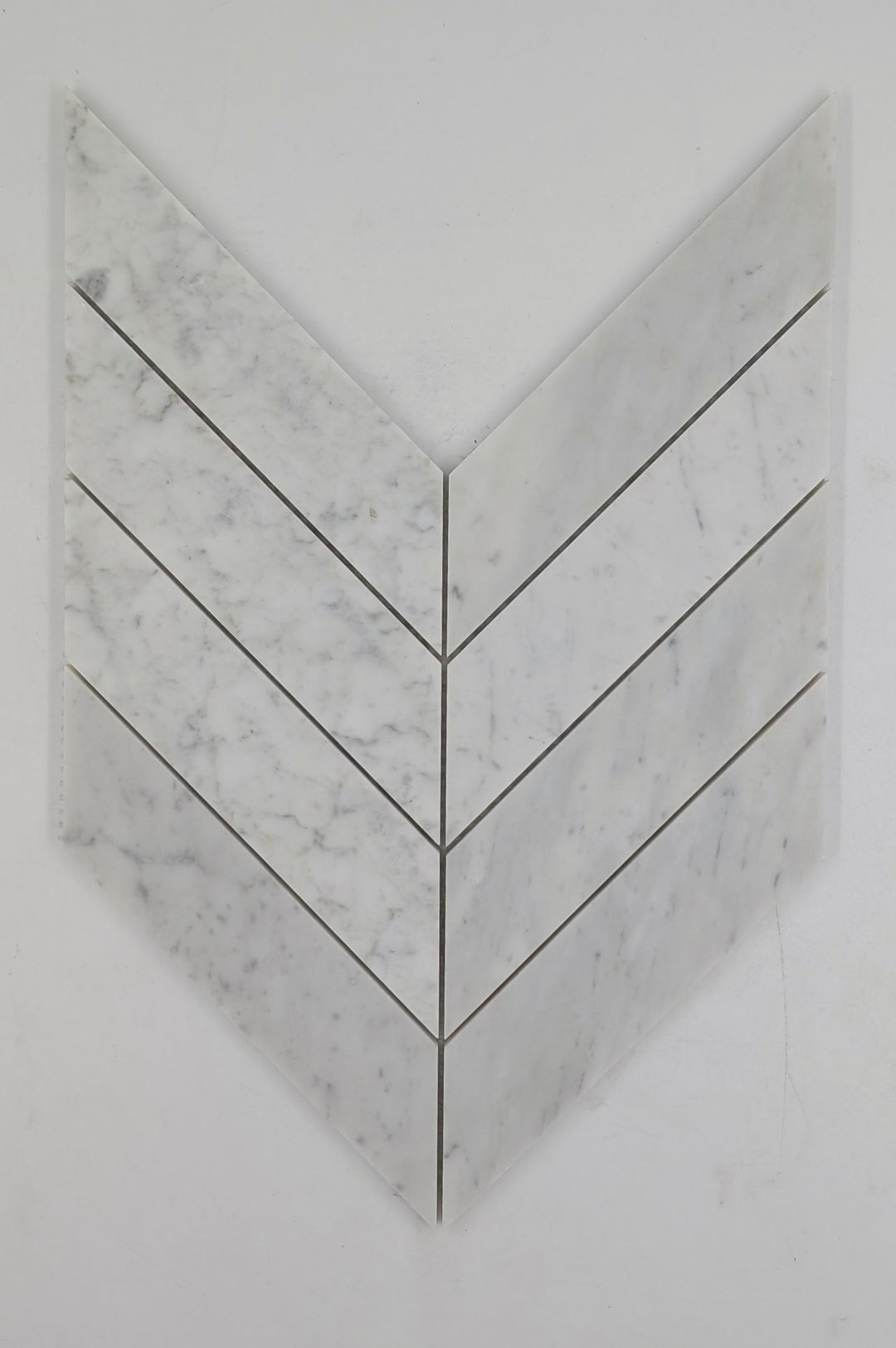 2x8 Carrara White ( LARGE ) Chevron Polished Marble Mosaic Tile - TILE & MOSAIC DEPOT