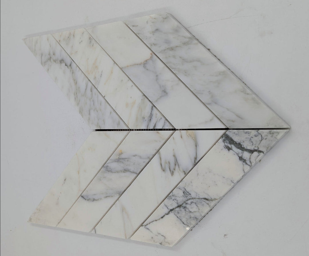 2x8 chevron statuario marble mosaic 