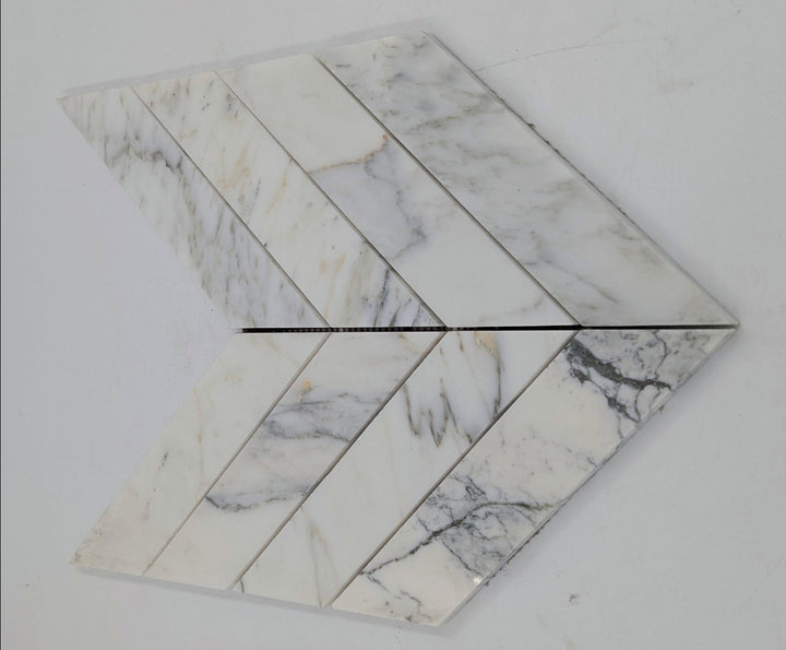 2x8 chevron statuario marble mosaic 