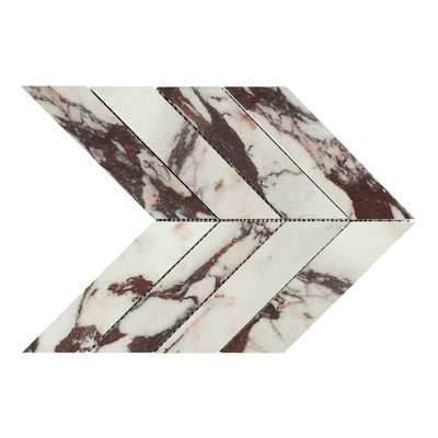 Calacatta Viola Marble 2x8 Chevron Honed Mosaic Tile