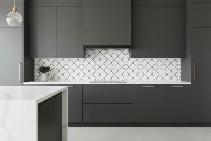 3x3 Thassos White Lantern Casablanca Mosaic — Modern Kitchen