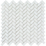 Thassos White Marble Mini Herringbone Polished Mosaic Tile
