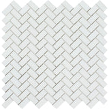 Thassos White Marble Mini Herringbone Polished Mosaic Tile - TILE & MOSAIC DEPOT