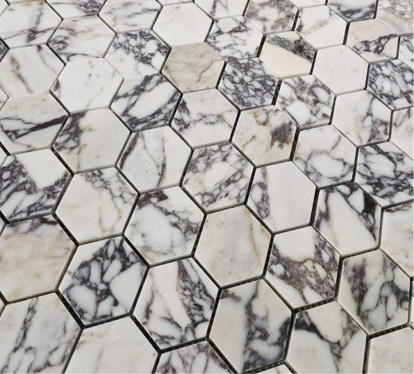 Calacatta Viola Marble 3X3 Hexagon Honed Mosaic Tile - TILE & MOSAIC DEPOT