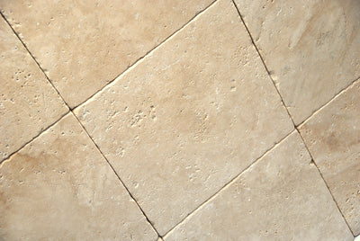 Ivory Travertine 12x12 Unfilled and Tumbled Tile - TILE & MOSAIC DEPOT
