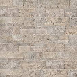 Silver Travertine 9x24 XL Rockmount Split Face Stacked Stone Ledger Panel