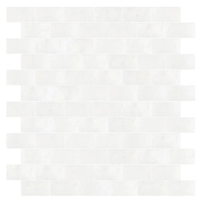 Afyon White Marble 2x4 Polished Brick Mosaic Tile - TILE & MOSAIC DEPOT