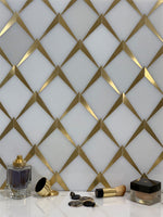 Waterjet Angolo 3 Paper White/ Brass Mosaic Tile - TILE & MOSAIC DEPOT