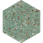 Aquaterra Green Hexagon Shell Terrazzo Tile