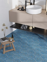 Aquaterra Blue Hexagon Shell Terrazzo Tile