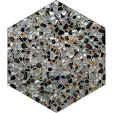 Aquaterra Black Hexagon Shell Terrazzo Tile